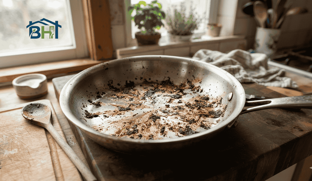 sticky residue stainless steel pan
