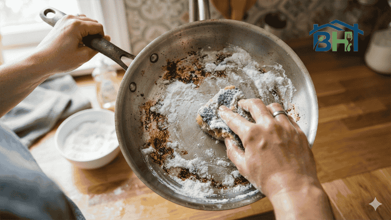 baking soda paste stainless steel pan cleaning
