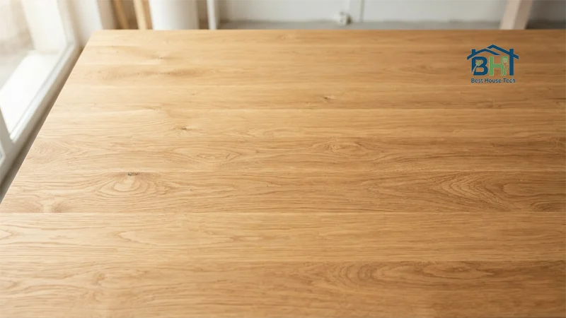 Ultra-smooth sanded bare oak wood tabletop ready for wood stain