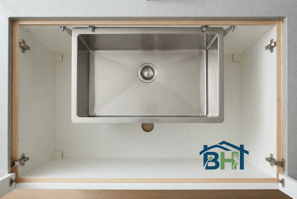 33-inch undermount sink fitted inside a 36-inch base cabinet